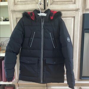 Kids boys sz 14-16 black Jacket with Red Accents LN